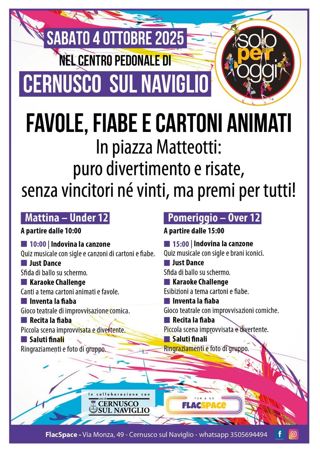 Animazione bambini Cernusco: evento FLAC Space 4 ottobre